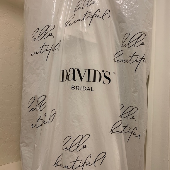 Preloved wedding dress used once David’s Bridal size 10 with slit lace with bag - Picture 6 of 8